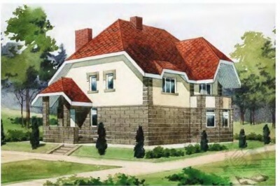 Проект дома из кирпича 10 на 12 метров 104/302. Фасады, планировки(анонс).