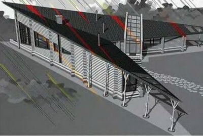 Проект коттеджа 100/137 "Дом углом". Фасады, планировки(анонс).