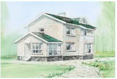 Проект дома (коттеджа) с антресолью 104/282. Фасады, планировки(анонс).