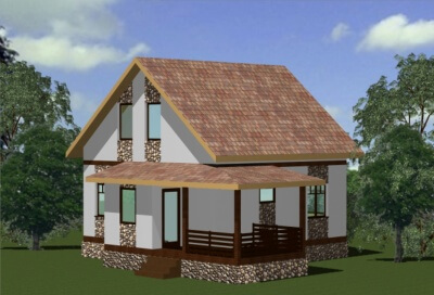 Проект каркасного дома 8x8 с мансардой бесплатно № Лидер л-1. Фасады, планировки(анонс).