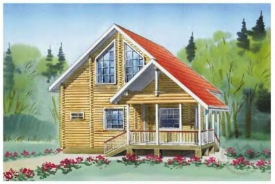 Проект деревянного дома с террасой 8 на 8 104/178. Фасады, планировки(анонс).