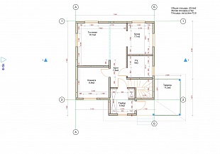 Проект каркасного дома 8x8 с мансардой бесплатно № Лидер 1. 1 этаж.