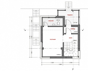 Проект дома в два этажа 6 на 6 метров 110/26. 1 этаж