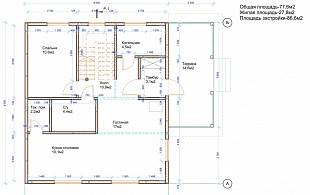 Проект каркасного дома бесплатно с чертежами Лидер 45. 1 этаж