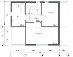 Проект двухэтажного дома 80 кв.м. 110/25. Мансарда