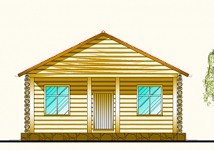 Готовый проект деревянного дома 8 на 8 метров. Вид 1.
