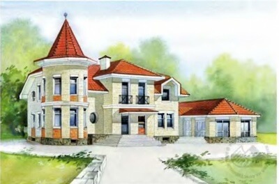Проект загородного дома № 105/452. Фасады, планировки(анонс).