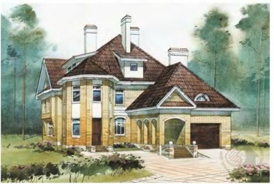 Проект загородного дома № 105/480. Фасады, планировки(анонс).