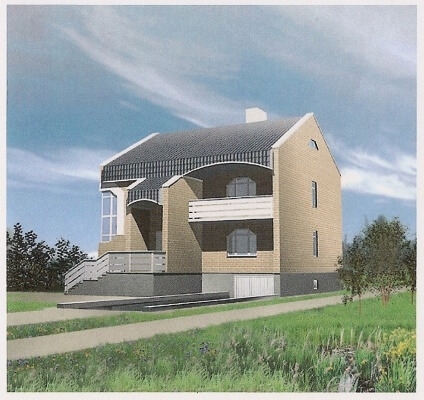 Проект двухэтажного кирпичного дома № 91/70. Фасады, планировки(анонс).
