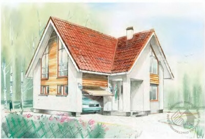 Проект загородного дома № 104/334. Фасады, планировки(анонс).