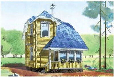 Проект рубленного деревянного дома 50 кв.м. 104/24. Фасады, планировки(анонс).