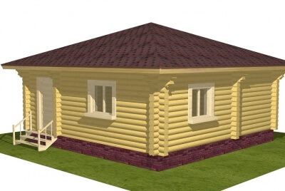 Проект одноэтажного деревянного дома с четырехскатной крышей № 91/18. Фасады, планировки(анонс).