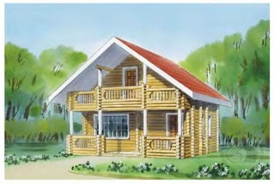 Проект двухэтажного деревянного дома с террасой 7 на 8 метров 104/60. Фасады, планировки(анонс).
