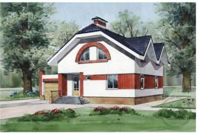 Проект загородного дома № 104/338. Фасады, планировки(анонс).