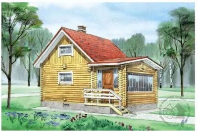 Проект деревянного дома с террасой 6 на 8 метров 104/48. Фасады, планировки(анонс).