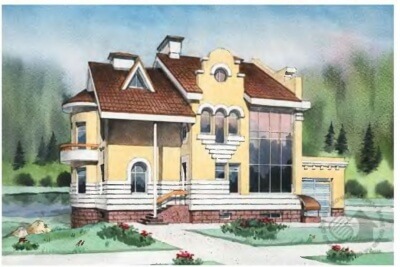 Проект загородного дома № 105/474. Фасады, планировки(анонс).