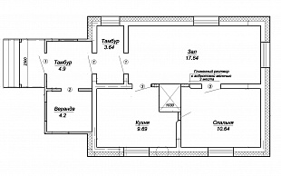 Проект дома 56 кв.м. 1 этаж 2 спальни 50/2. Планировка
