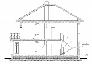 Бесплатный проект двухэтажного дома из пеноблоков 92/60. Вид 6.