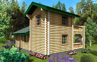 Бесплатный полный проект деревянного дома  № 92/41. Вид 3.