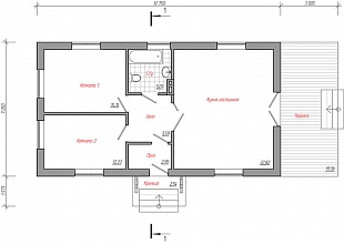 Проект одноэтажного дома с террасой до 100 кв.м. 110/27. Планировка