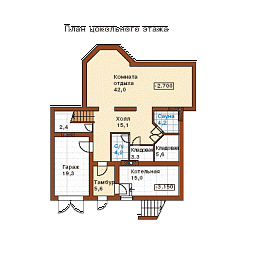 Проект дома в европейском стиле 110/145. Планировка цокольного этажа