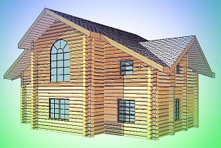 Проект деревянного двухэтажного дома № 92/55. Главный вид.