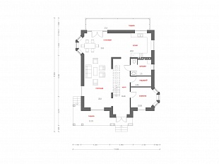 Проект двухэтажного коттеджа с террасой 110/8. 1 этаж