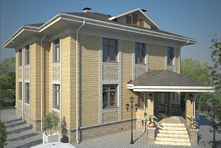 ﻿Проект двухэтажного дома коттеджа с чертежами бесплатно 92/78. Главный вид.