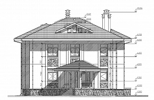 ﻿Проект двухэтажного дома коттеджа с чертежами бесплатно 92/78. Вид 2.