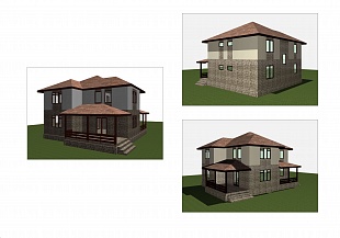 Бесплатный проект двухэтажного каркасного дома с террасой Лидер 16. вид.