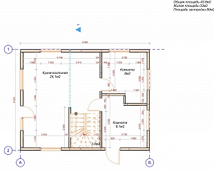 Бесплатный проект дома по каркасной технологии 138  кв.м. Лидер 32. 1 этаж.