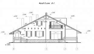 Проект дома с двумя террасами № 92/119. Разрез 2.