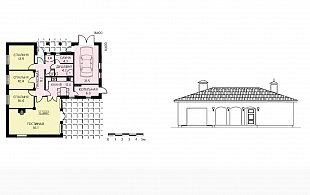 Проект одноэтажного Г-образного дома до 150 кв.м. 104/238. Планировка