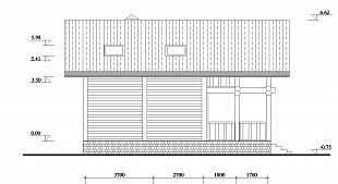 Бесплатный проект дома с террасой 92/62. Вид 4.