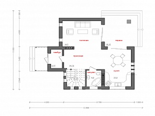 Проект дома от 200 до 250 кв.м. 110/6. 1 этаж