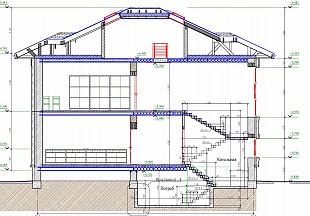 ﻿Проект двухэтажного дома коттеджа с чертежами бесплатно 92/78. Разрез 1.