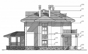 ﻿Проект двухэтажного дома коттеджа с чертежами бесплатно 92/78. Вид 5.