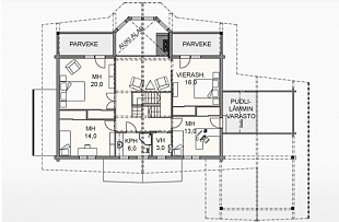 Проект двухэтажного дома из бруса с гаражом 110/112. 2 этаж
