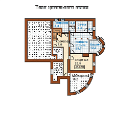 Проект дома из кирпича 110/149. План цокольного этажа