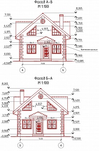 Проекты двухэтажных домов до 150 кв.м. Пеноблок 145,7 кв.м. 92/95. Разрез 2.